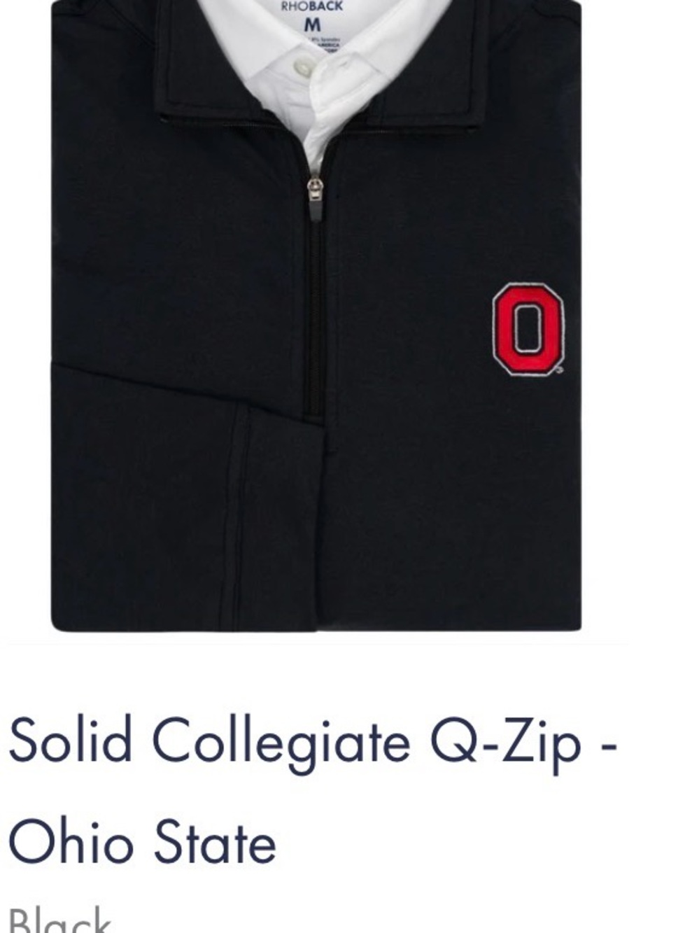 Rhoback Black Quarter-Zip Pullover w Block O-  THE OHIO STATE BUCKEYES - sz L - Picture 5 of 5
